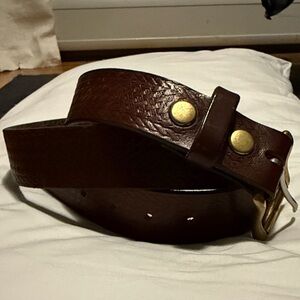 American Bench Craft - Men's Brown Leather Belt with Brass Accents